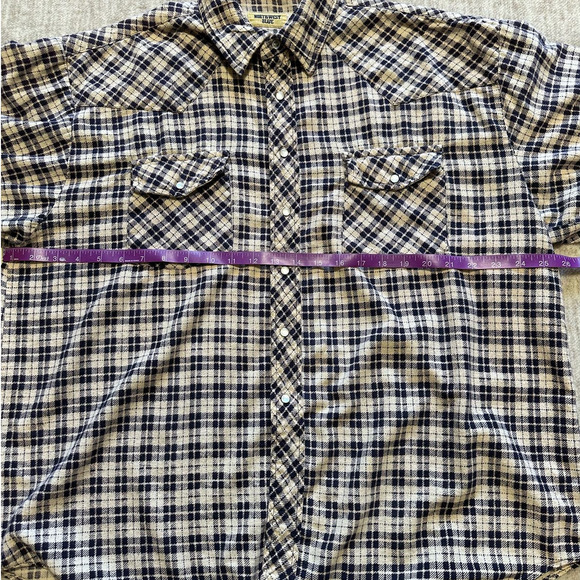 Northwest Blue Beige and Blue Plaid Pearl Snap Button Down Size XXL - Picture 5 of 7